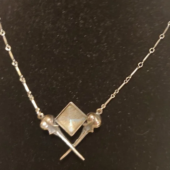 The afterlife tomb hummingbird skulls and labradorite necklace bloodmilk - Picture 2 of 4